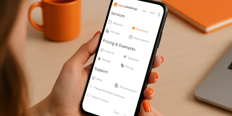 Captura de ecrã do novo menu móvel